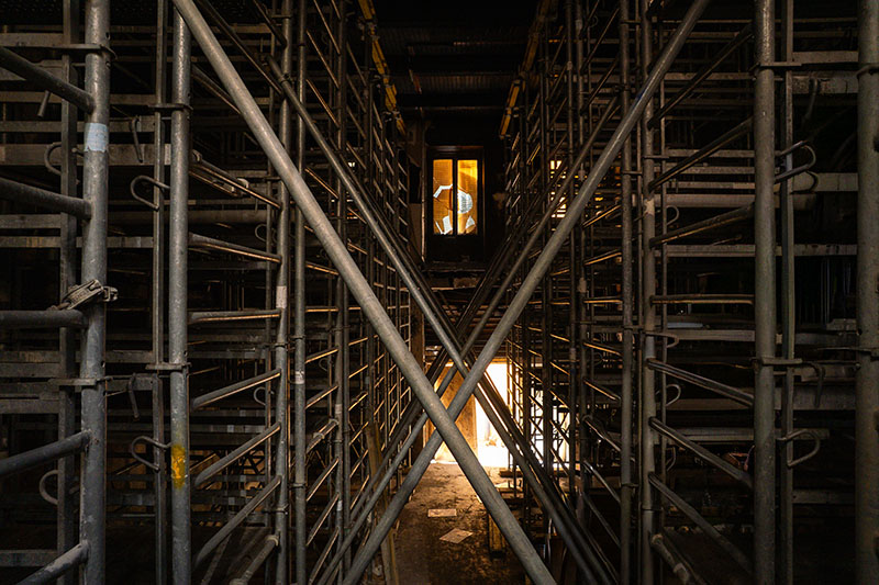 local incendié travaux