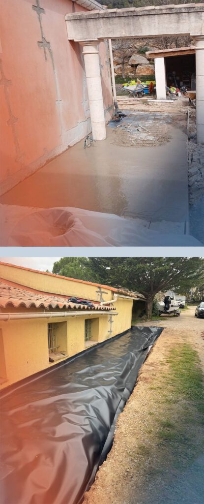 trottoir et membrane protection hydrique